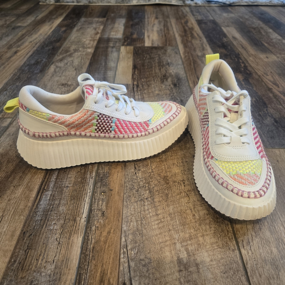 Dolce Vita Denae Colorful Woven Stitch Platform Sneakers Size 7.5 Boho Rare